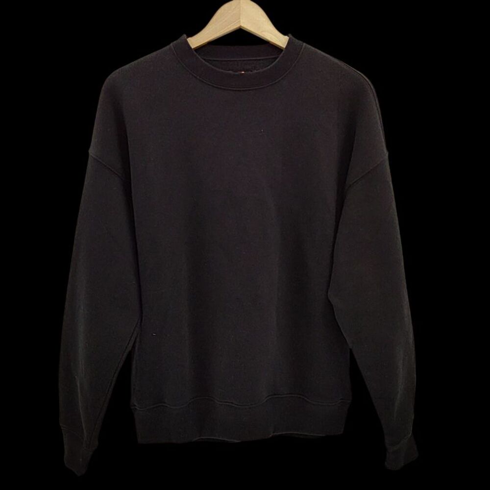 Quince Women Everyday Fleece Crew Black Sleeved Top XS